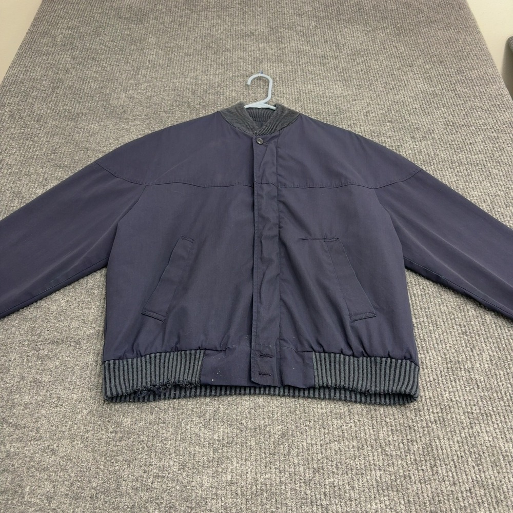 Vintage Blauer Jacket Mens XL Navy Poly Cotton Weather Resistant Bomber Navy